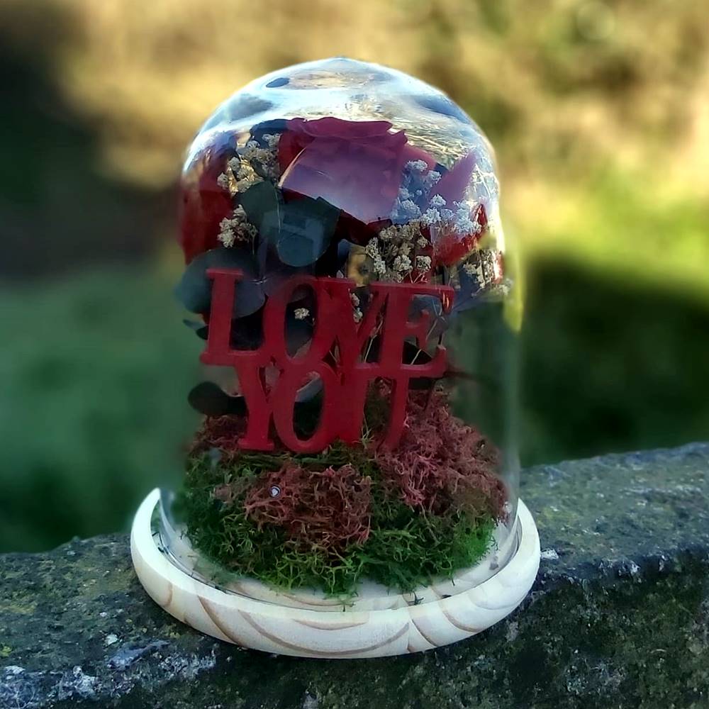 Cúpula I love you – rosa eterna roja