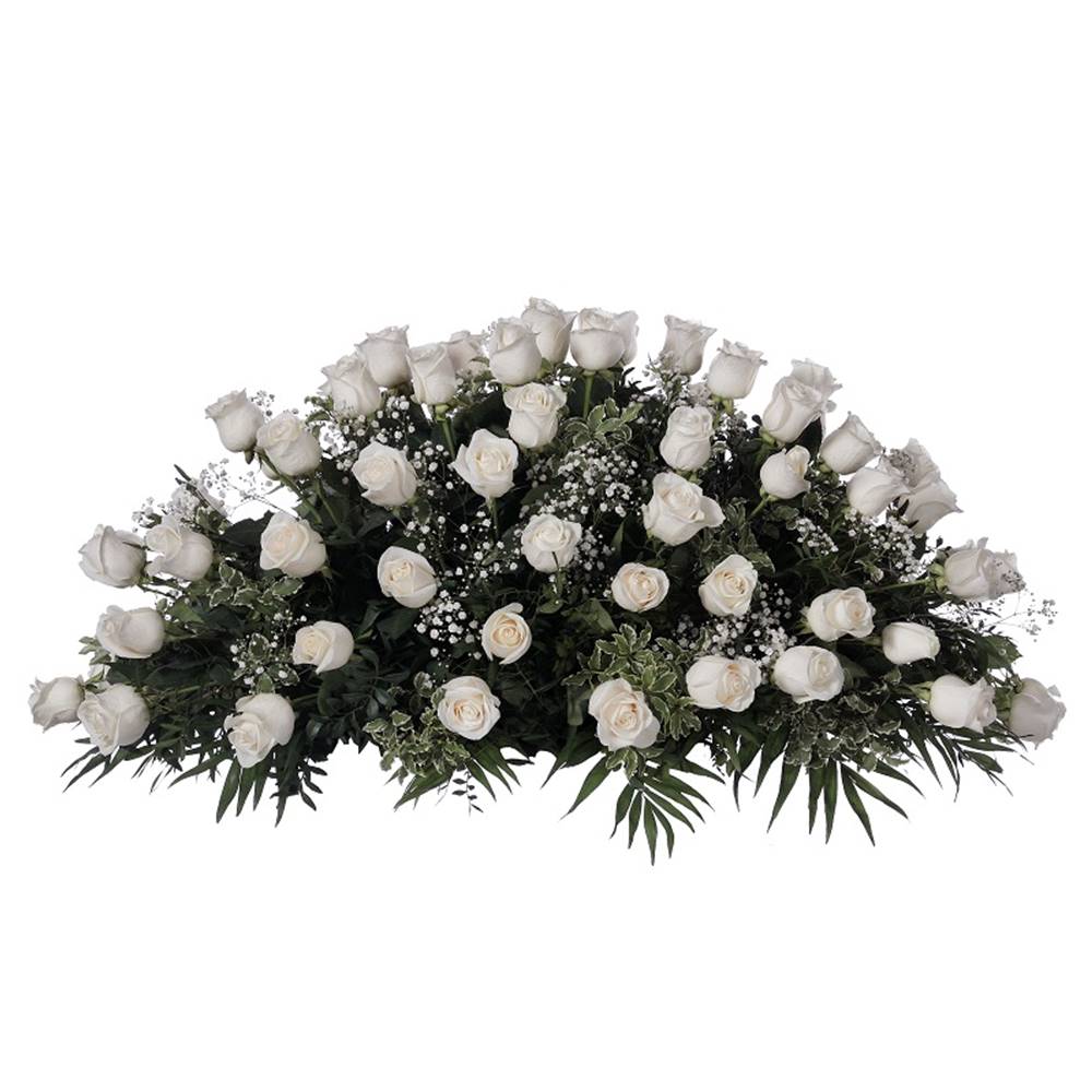 Almohadón funerario de rosas blancas
