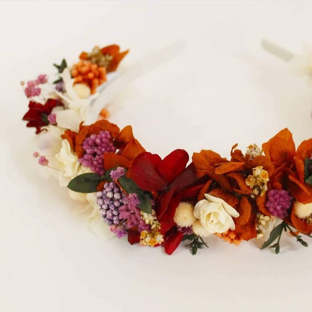 Diadema de flores preservadas